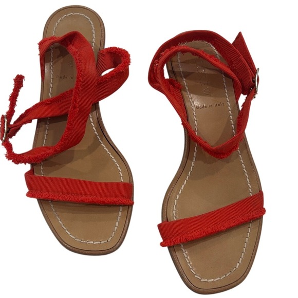 J. Crew Shoes - J Crew Red Ribbon‎ Ankle Strap Sandals Made in Italy Women Size 7.5